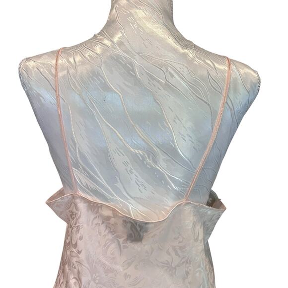 Vintage Satin Mermaid Slip Dress Light Pink Medium Floral Jacquard Y2K Romantic - Picture 13 of 16